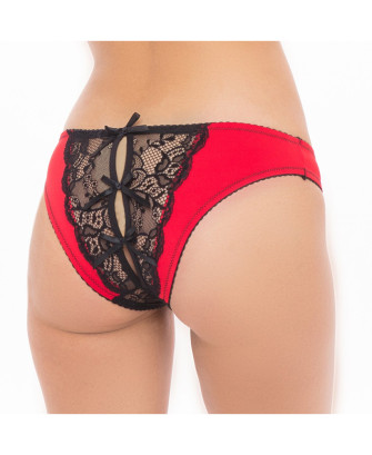 Culotte ouverte noir et rouge 